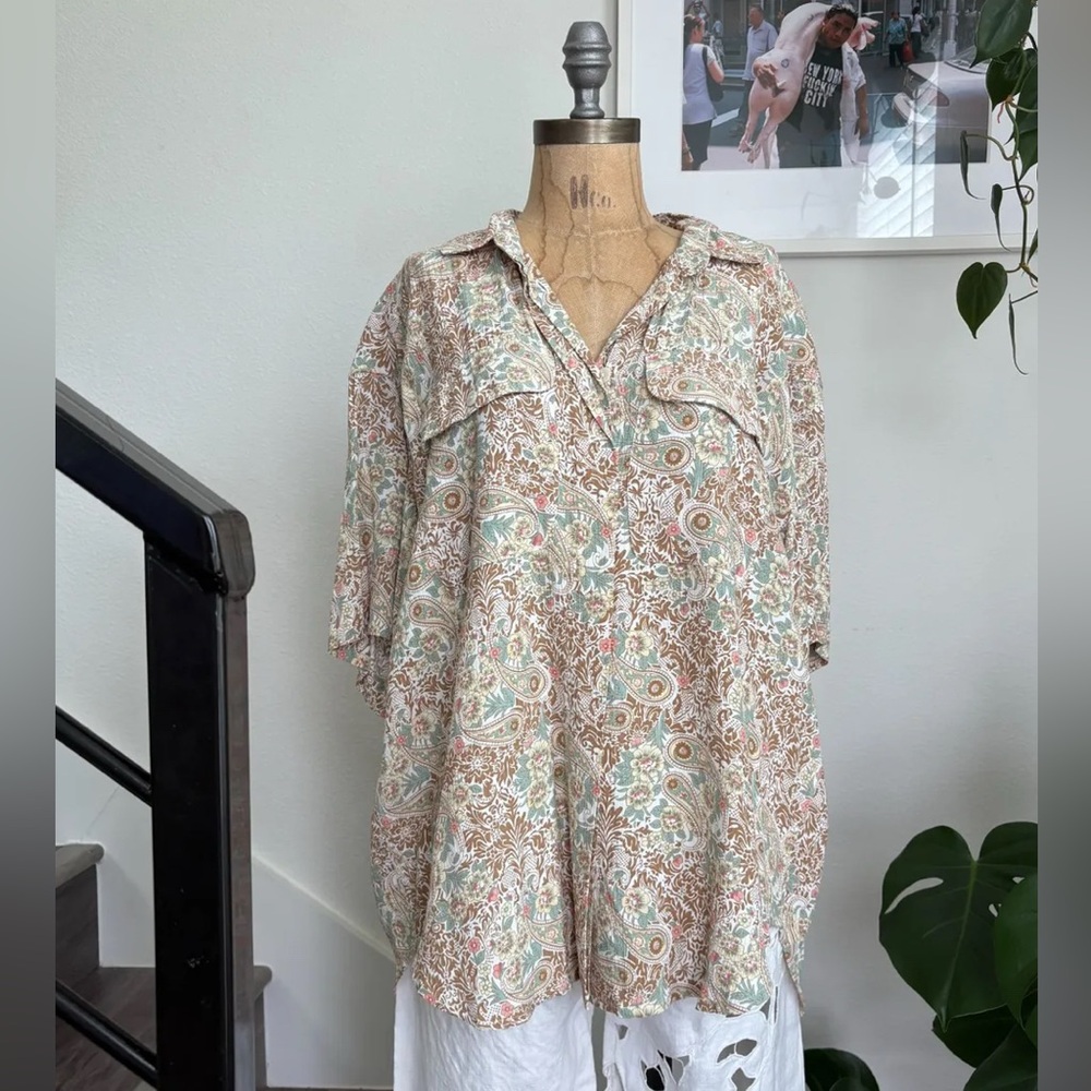 Vintage Liz Sport Paisley Print Blouse, Size Large
